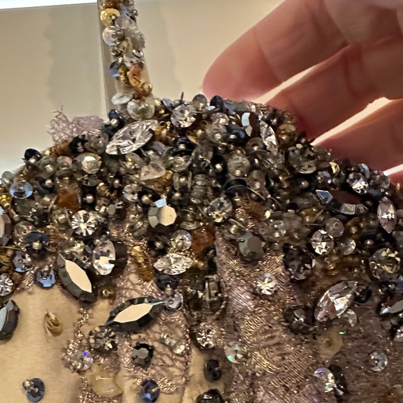 VINTAGE Mandalay (2007) Beaded and Lace Midi Dress in Tan - Picture 4 of 13